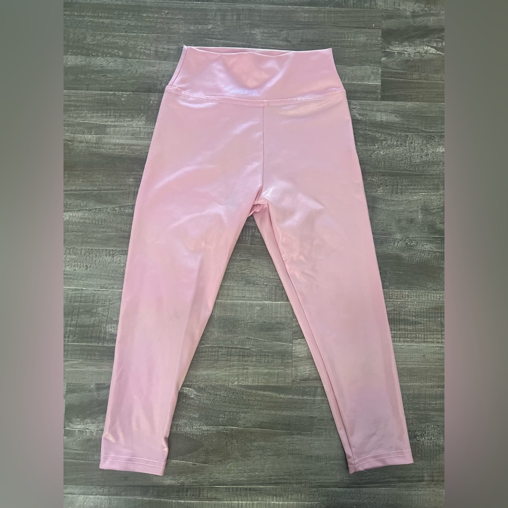 Pink Shiny Metallic Leggings